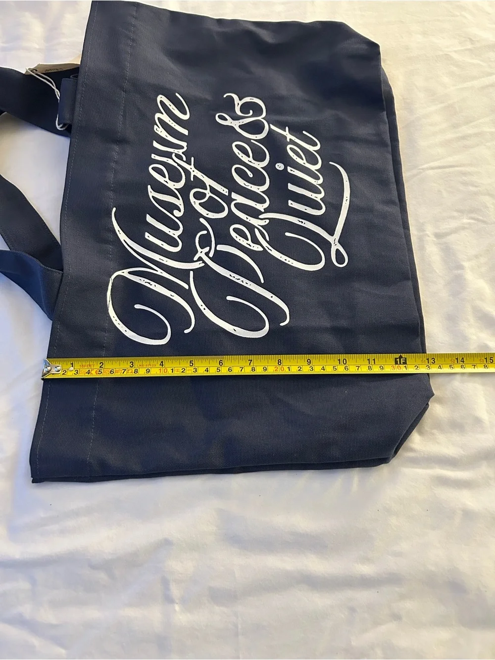 NWT Museum of Peace and Quiet Scribe 100% Cotton Tote Bag in Navy, $60 Retail